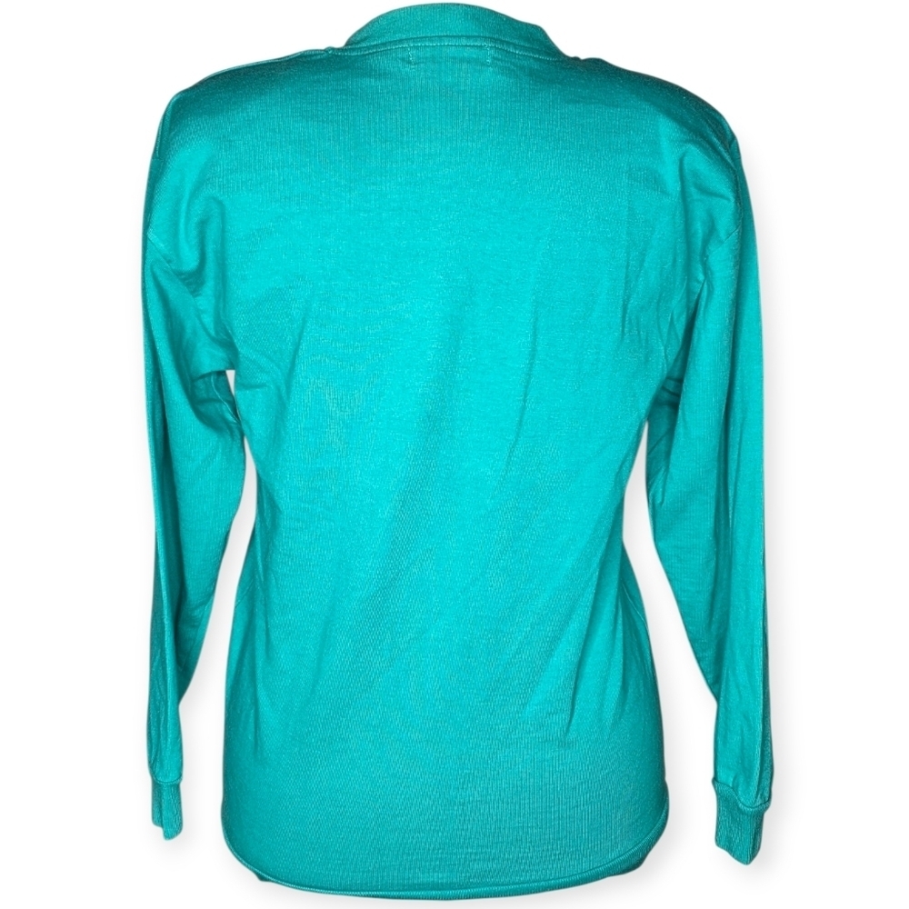 Vintage Lord & Taylor Young Americans Teal Cotton Cardigan Sweater S - Picture 3 of 7